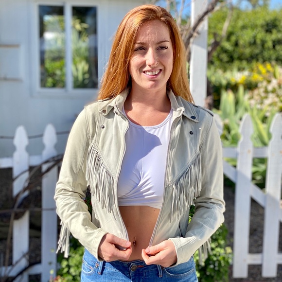 Leather Fringe Crop Jacket - Picture 6 of 8